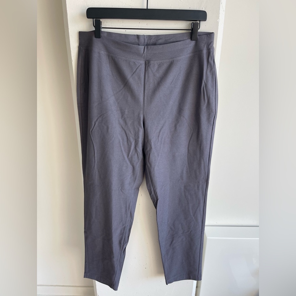 Eileen Fisher Slim Fit, Ankle Length Washable Stretch Crepe Pant in Meteor - Picture 2 of 6